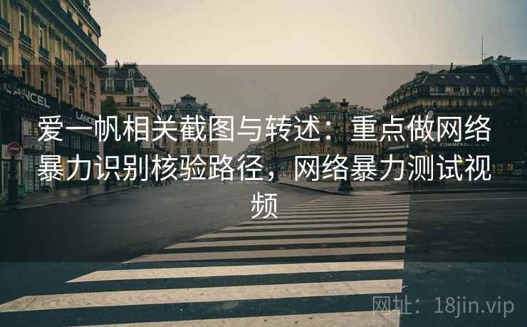 爱一帆相关截图与转述：重点做网络暴力识别核验路径，网络暴力测试视频